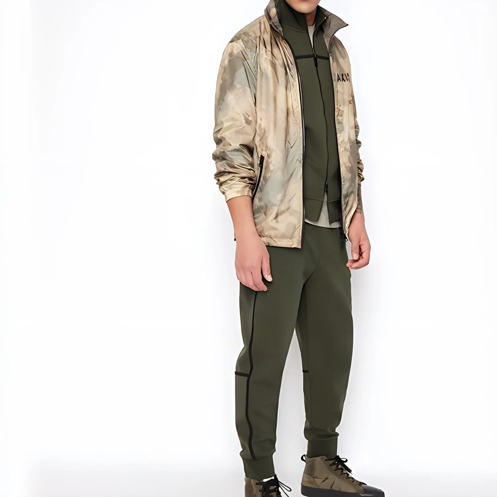 Куртка ARMANI EXCHANGE AE FW22 Logo с принтом и молнией, мужская, тёмно-зелёная, Цвет: темно-зеленый, Размер: S | Китай.рф