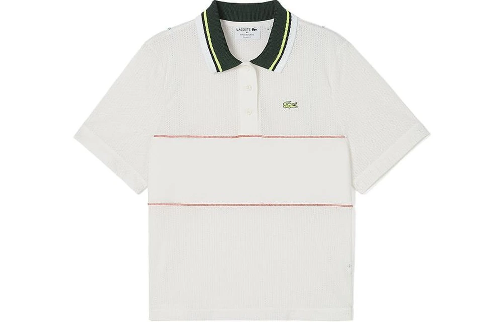 Футболка LACOSTE женская белая с поло-воротником, Цвет: Белый, Размер: 34 | Китай.рф