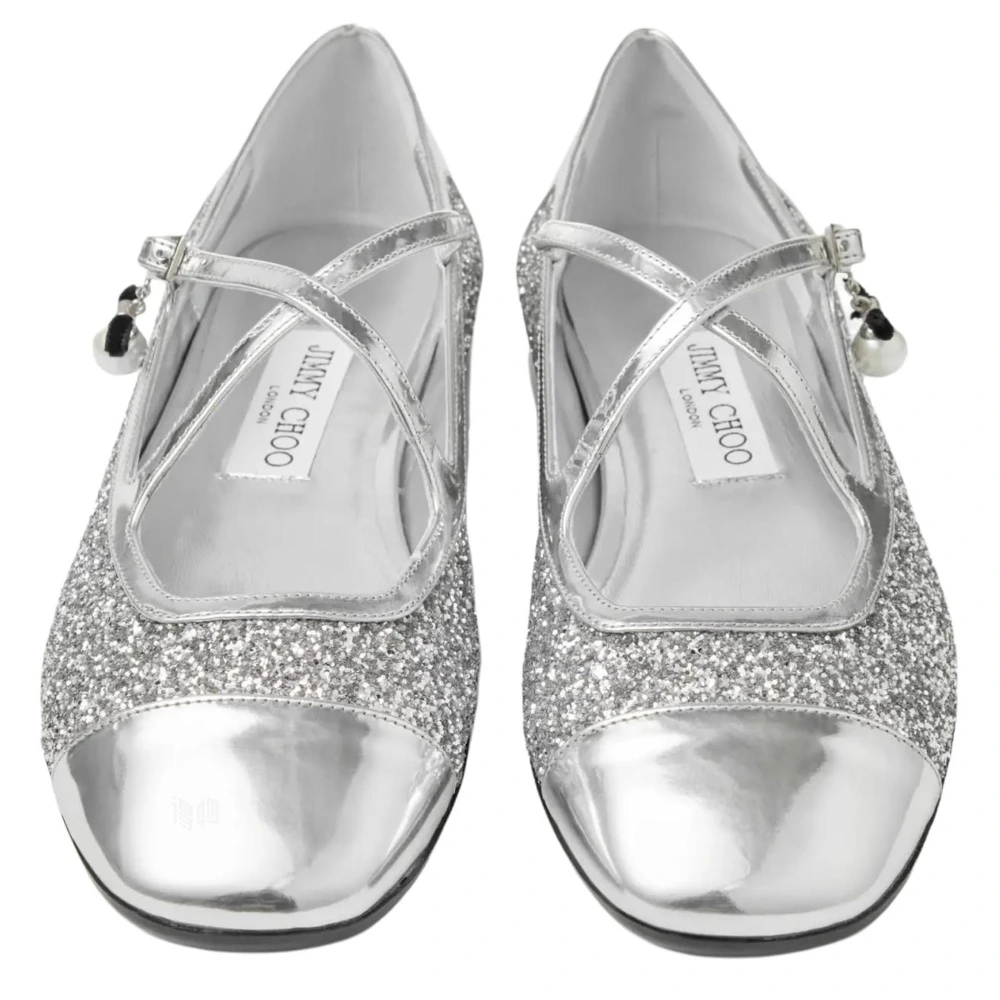 Балетки Jimmy Choo Eleri Ballerina женские серебристые, Издание: С оригинальной коробкой для обуви, Размер: 36 | Китай.рф