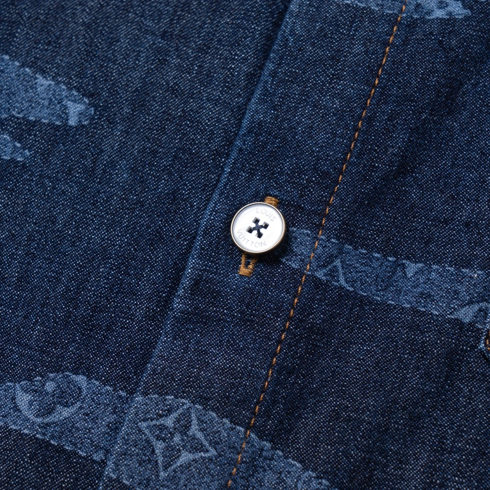 Рубашка LOUIS VUITTON x Nigo FW25 с коротким рукавом для мужчин, Цвет: синий, Размер: XS | Китай.рф