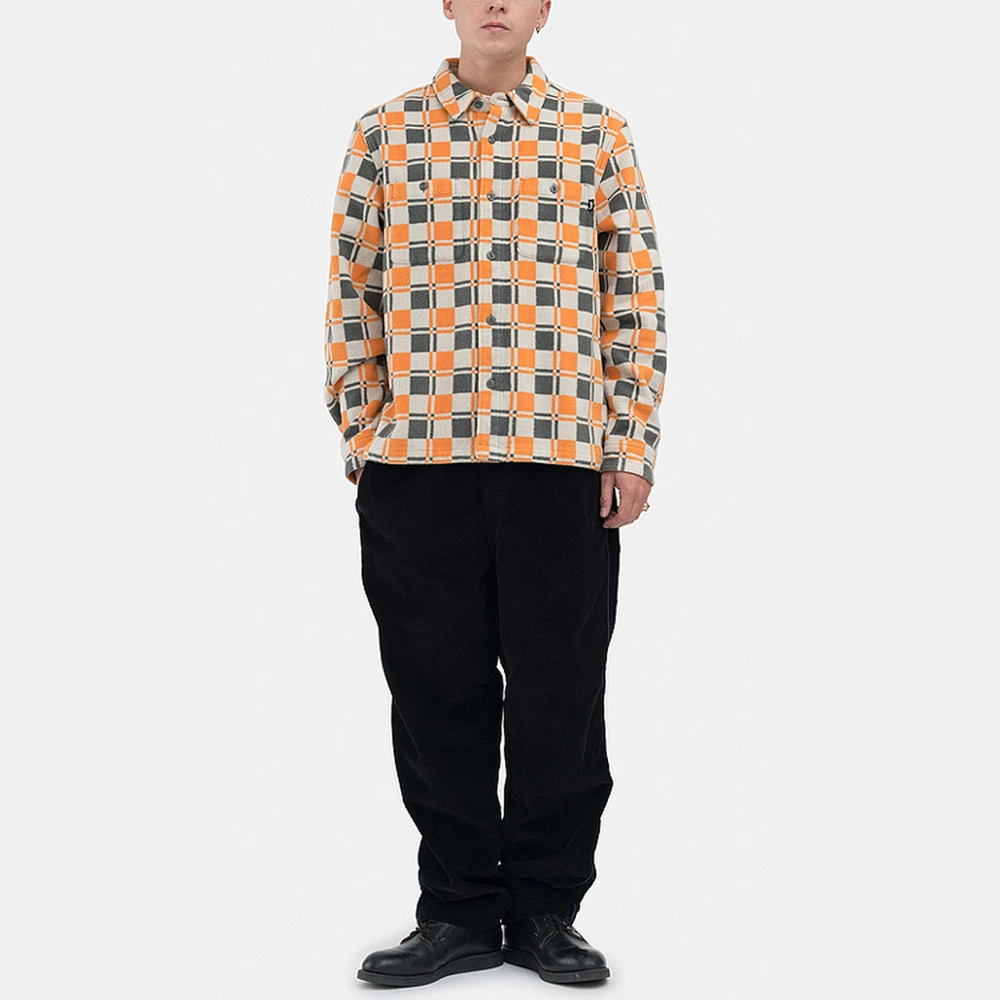 Рубашка Stussy в клетку с длинным рукавом мужская, Цвет: апельсин, Размер: S | Китай.рф