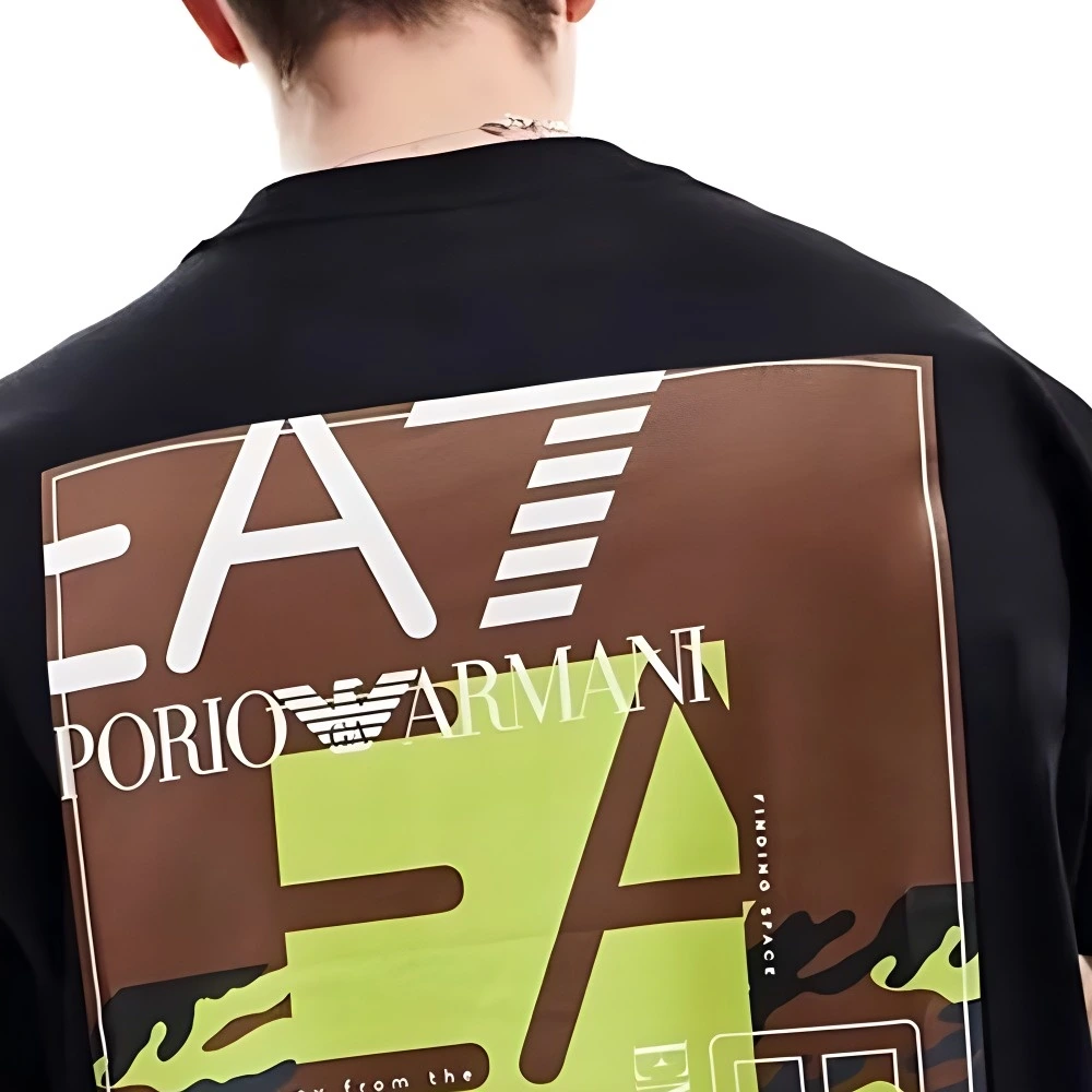 Футболка EMPORIO ARMANI EA7 мужская черная, Цвет: черный, Размер: S, Коробка: Нет оригинального подарочного пакета, подарочной коробки | Китай.рф