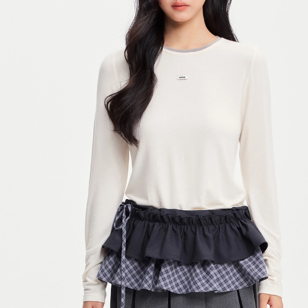 Футболка Kirsh SS26 T Shirts Women's Ecru Crew Neck, Цвет: молочный, Размер: S/0 | Китай.рф