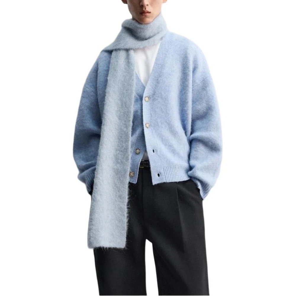 Свитер ZARA с вышивкой мужской, Цвет: небесно-голубой, Размер: S-M (170/88A) | Китай.рф
