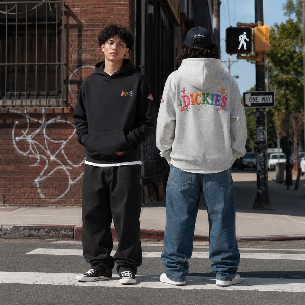 Свитшот Dickies с капюшоном и цветочным принтом, Цвет: Чёрный [380 г, усиленный], Размер: S | Китай.рф
