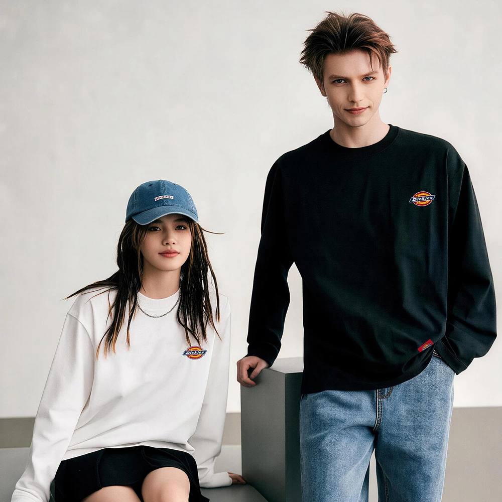 Футболка Dickies с длинным рукавом, унисекс, Цвет: черный, Размер: S | Китай.рф