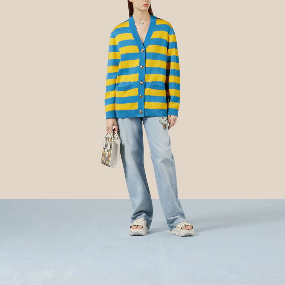 Вязаный свитер GUCCI SS23 женский мультиколор, Цвет: Соответствие цветов, Размер: XXS | Китай.рф