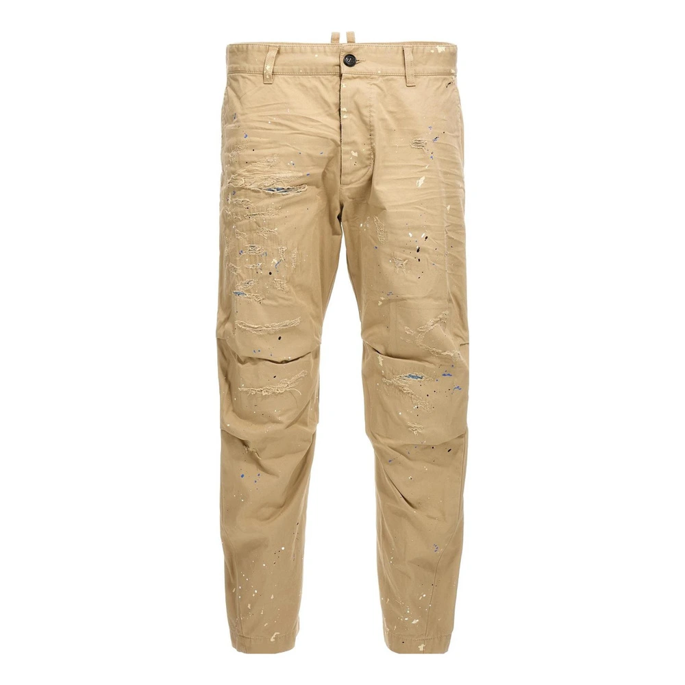 Брюки DSQUARED 2 Slim Fit повседневные, мужские, Цвет: бежевый, Размер: 50 | Китай.рф