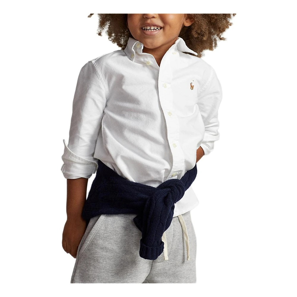 Детская рубашка Polo Ralph Lauren белая с логотипом, Цвет: Белый, Размер: 2T | Китай.рф