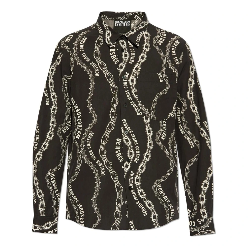 Рубашка VERSACE JEANS COUTURE Chain Couture с принтом, Цвет: черный, Размер: 46 | Китай.рф