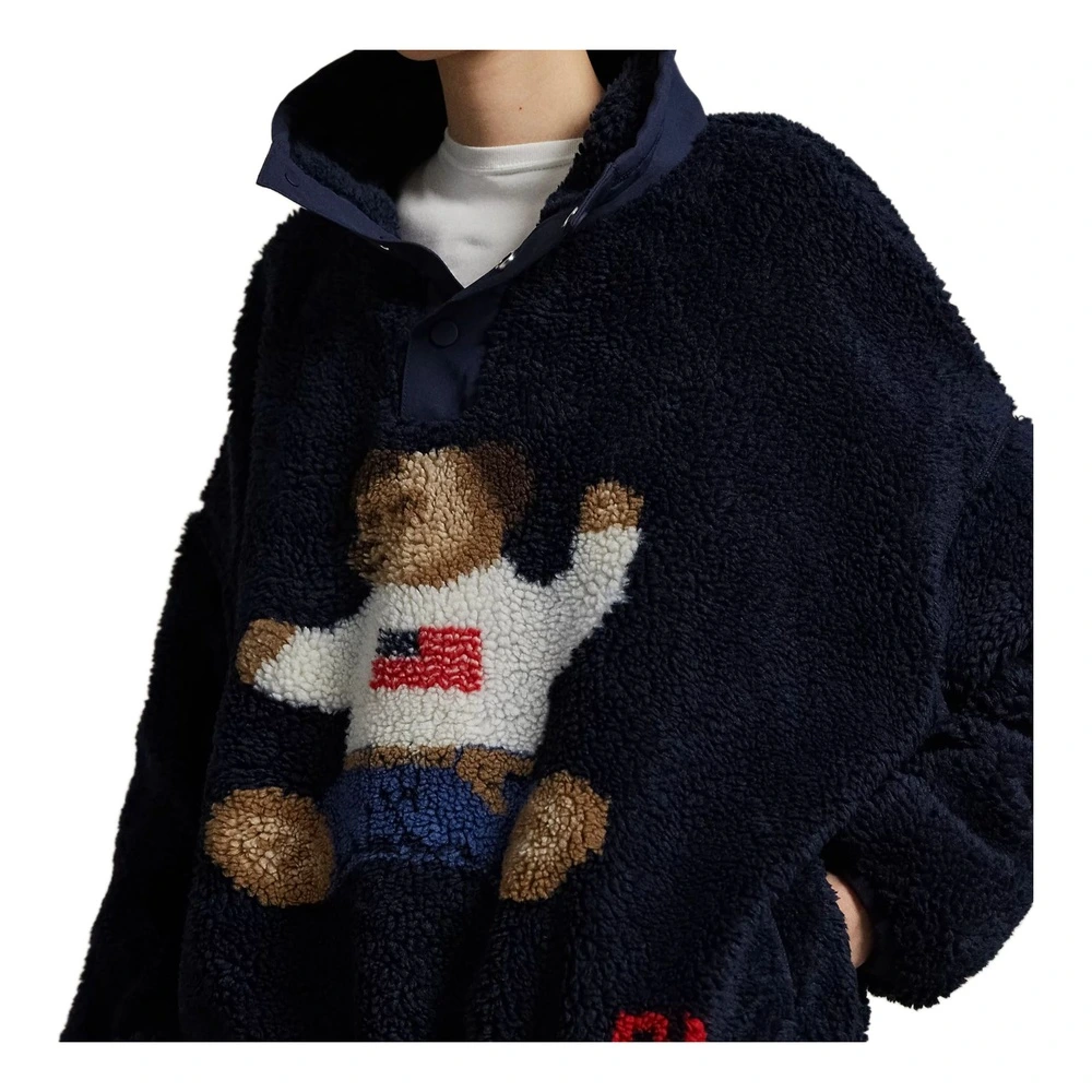 Свитшот Polo Ralph Lauren с принтом Polo Bear, женский, свободный крой, Цвет: темно-синий, Размер: S | Китай.рф