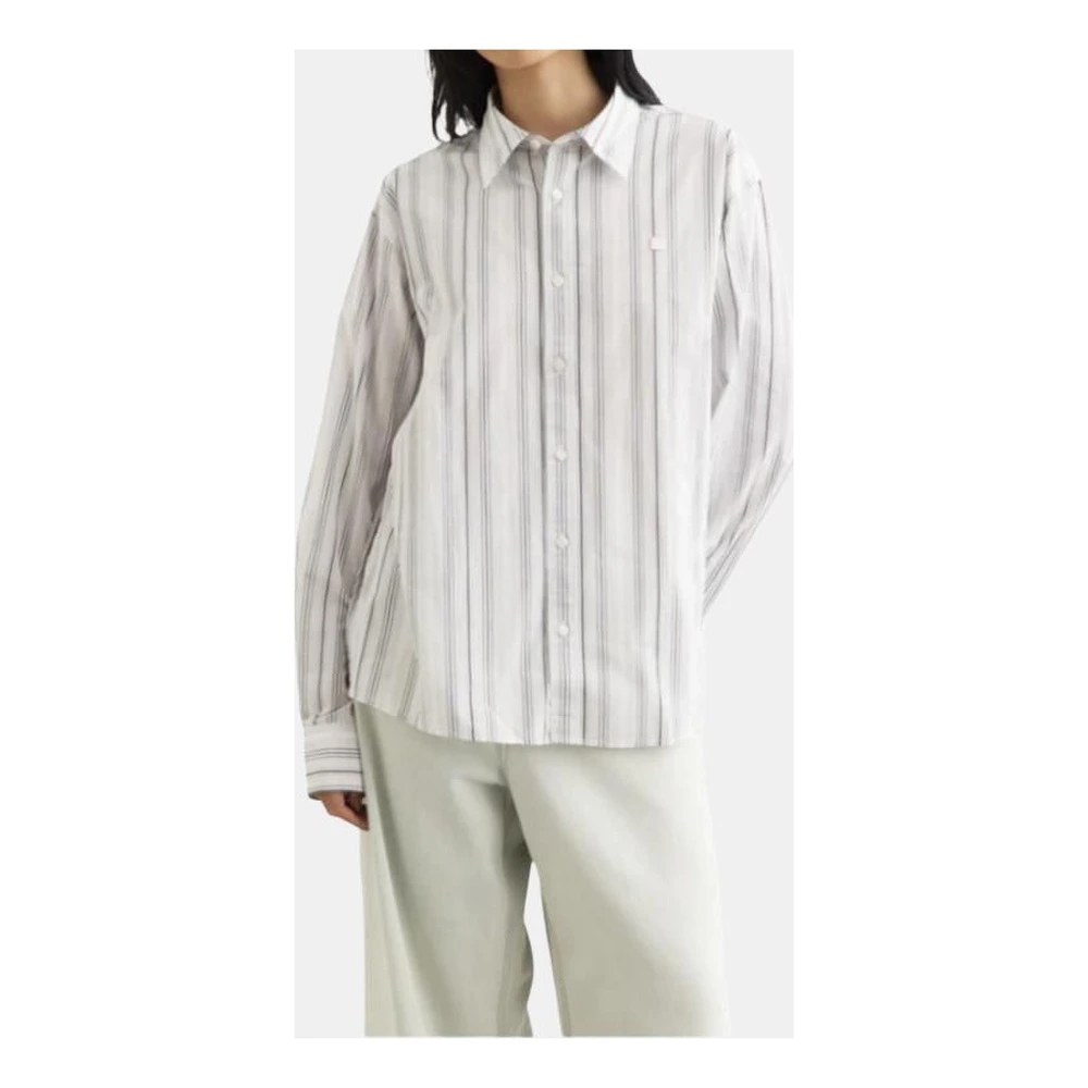Рубашка Acne Studios Sarlie Striped Long Sleeved Shirt белая женская, Цвет: Белый, Размер: M | Китай.рф