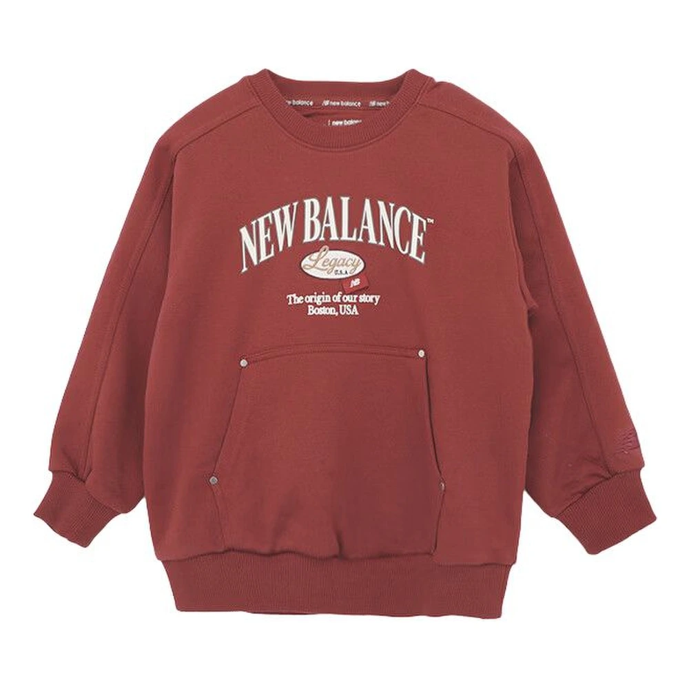 Толстовка New Balance детская, с круглым вырезом, длинный рукав, Цвет: красный, Размер: 110 | Китай.рф