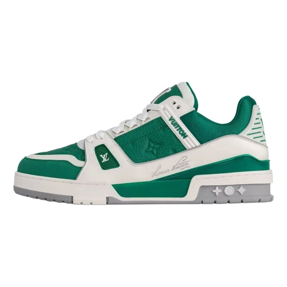 Кроссовки LOUIS VUITTON Trainer мужские низкие из телячьей кожи, зелёные, Издание: С оригинальной коробкой для обуви, Размер: 39 | Китай.рф
