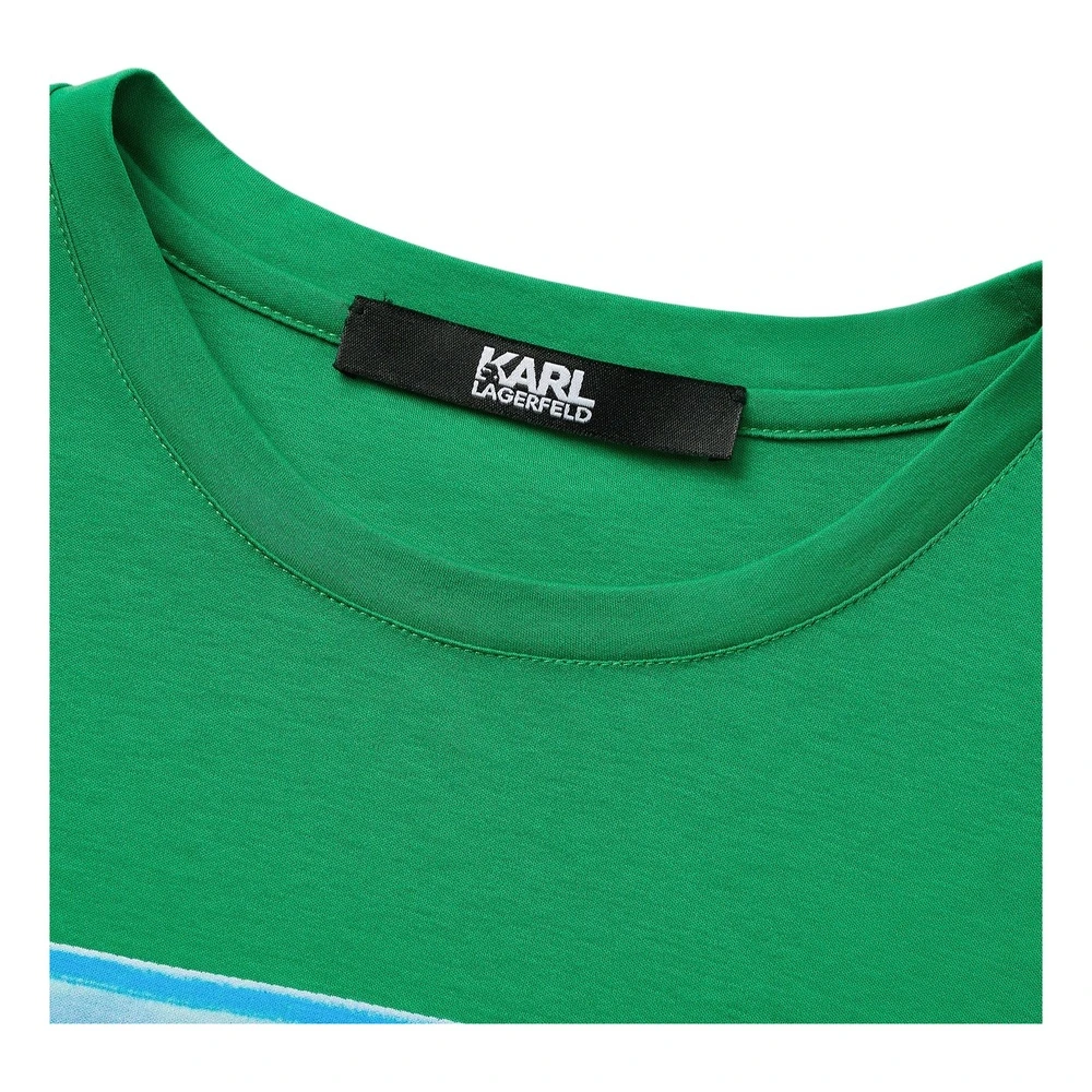 Футболка KARL LAGERFELD Women's Green Crew Neck, Цвет: зеленый, Размер: XS | Китай.рф