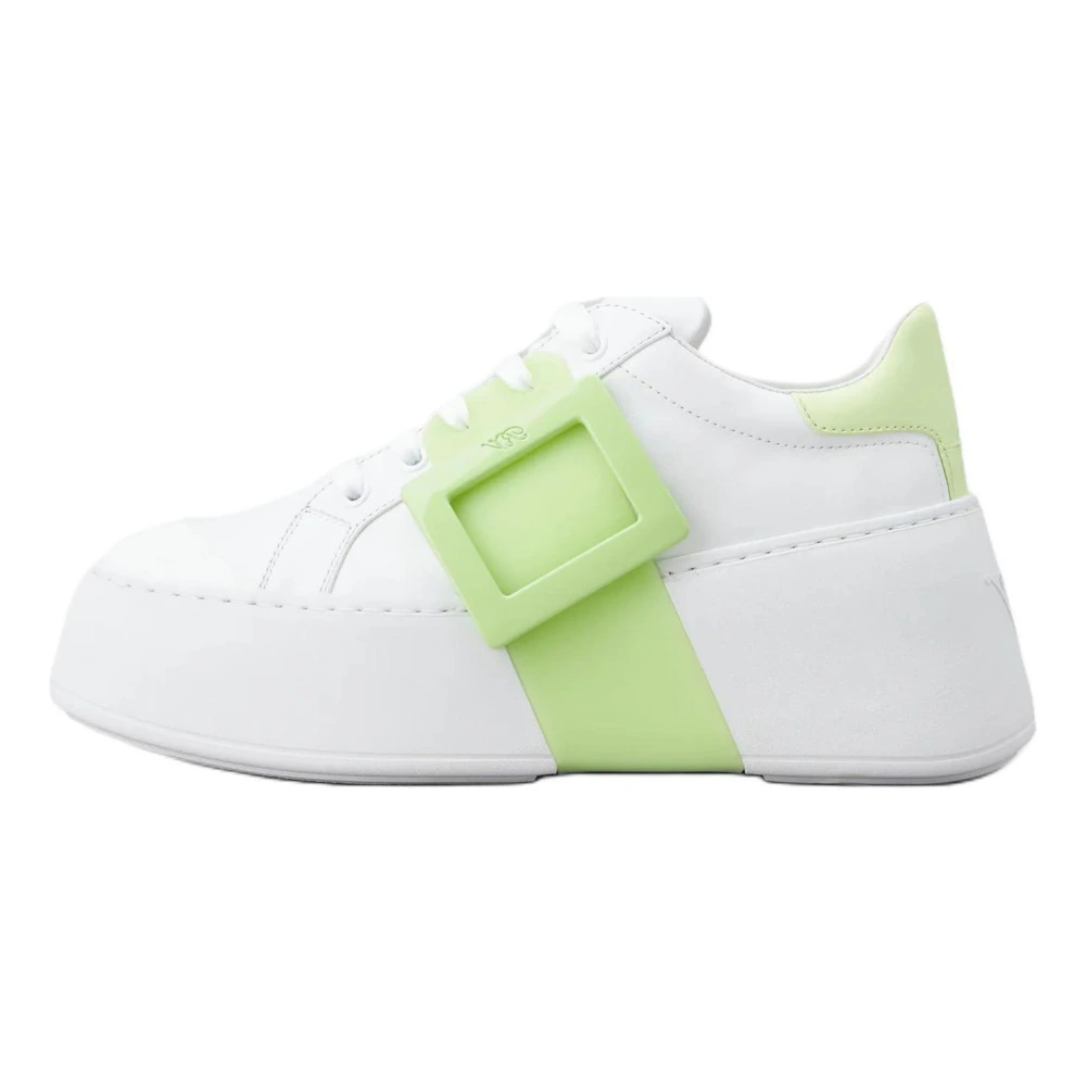 Кеды Roger Vivier Viv' Skate женские белые кожаные, Цвет: Белый, Размер: 36, Ширина: С оригинальной коробкой для обуви | Китай.рф
