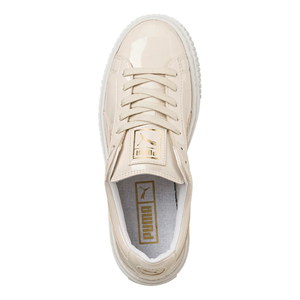Кроссовки PUMA Basket Platform из лакированной кожи женские бело-розовые, Размер: 38 | Китай.рф