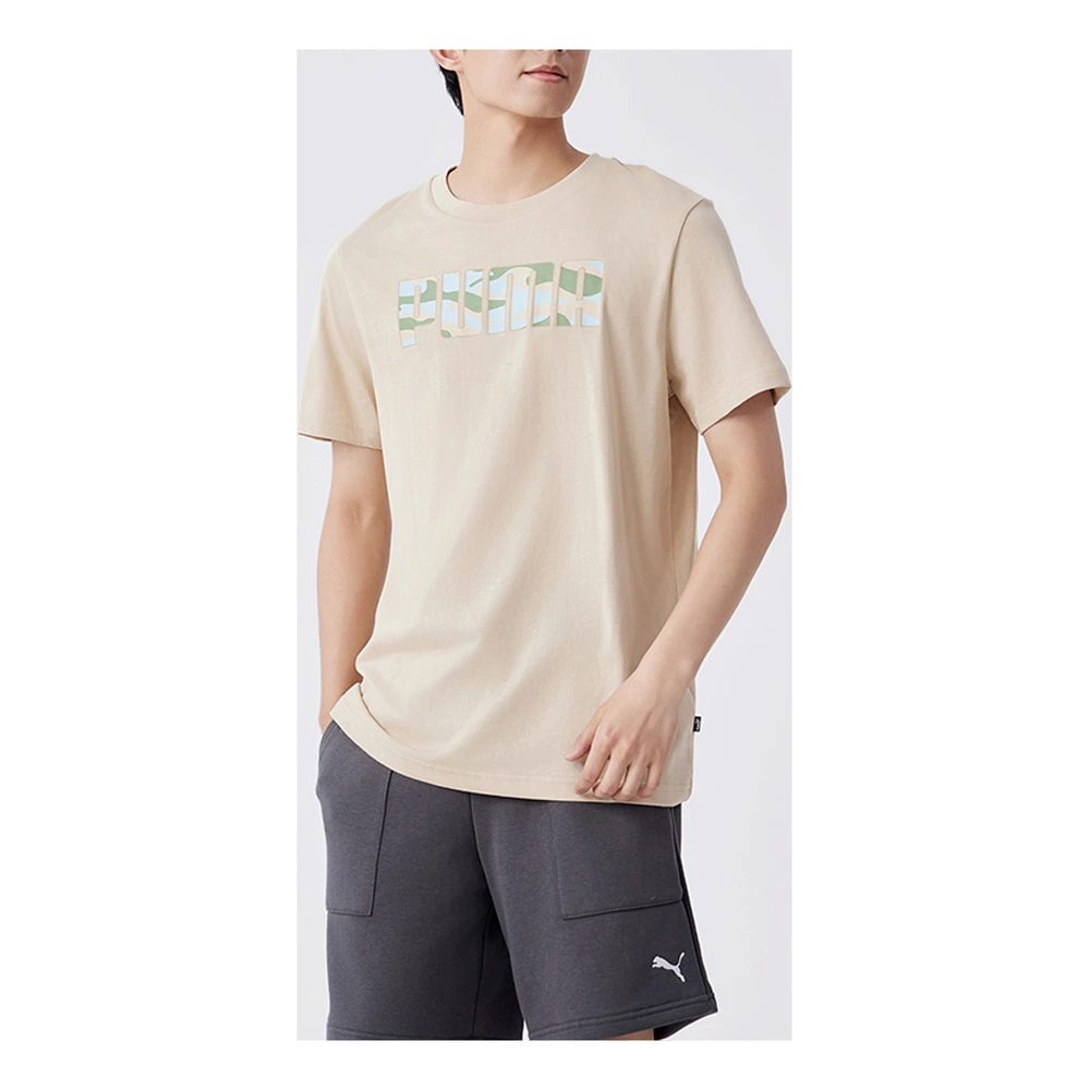 Мужская футболка PUMA CAMO TEE с камуфляжным принтом, Цвет: Овсяный, Размер: M | Китай.рф