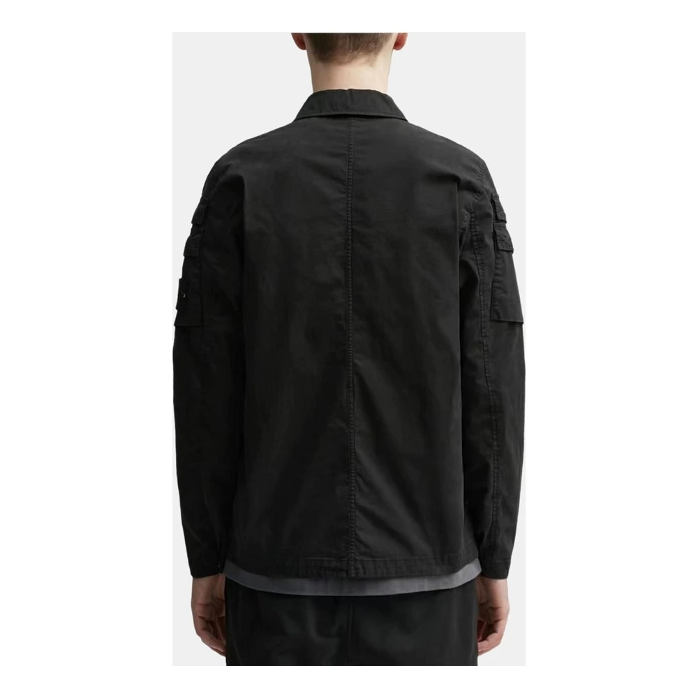 Куртка-рубашка мужская STONE ISLAND черная, FW23, Цвет: черный, Размер: M | Китай.рф