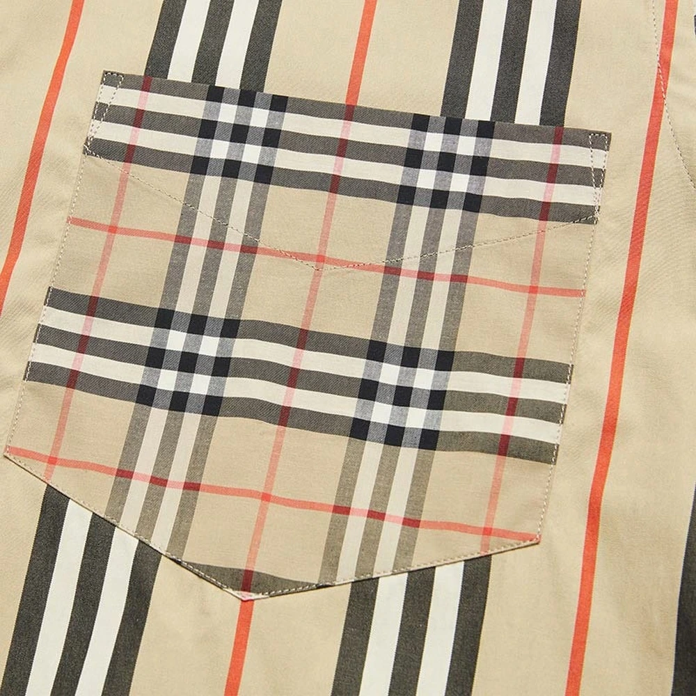 Рубашка мужская Burberry в полоску бежевая, Размер: M | Китай.рф
