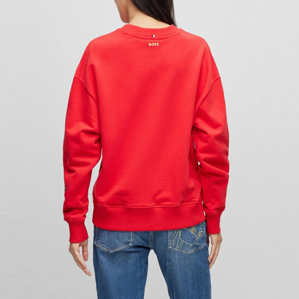 Свитшот HUGO BOSS x Looney Tunes SS23 с принтом Багз Банни, женский, красный, Цвет: красный, Размер: L | Китай.рф