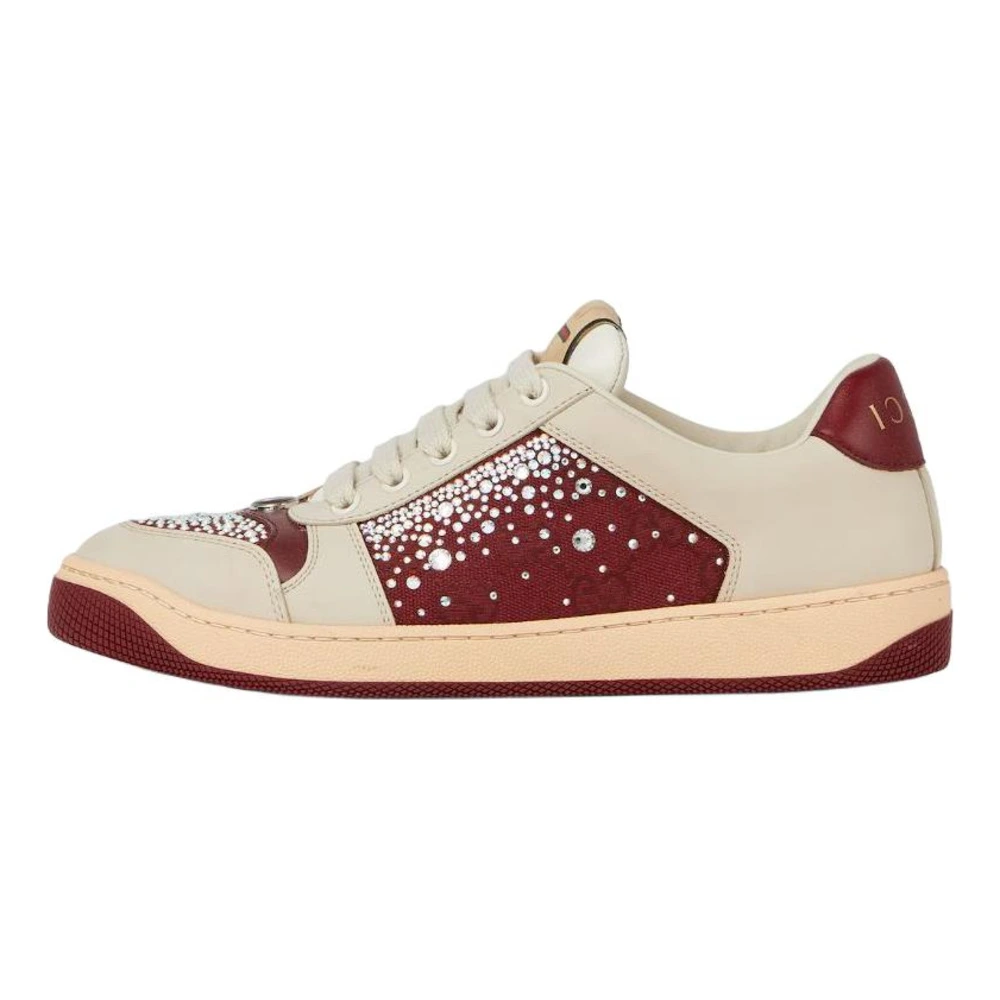 Кроссовки GUCCI Screener Leather Low Top Skateboard Shoes 3cm Women's Ivory White, Цвет: белый слоновая кость, Издание: С оригинальной коробкой для обуви, Размер: 36 | Китай.рф