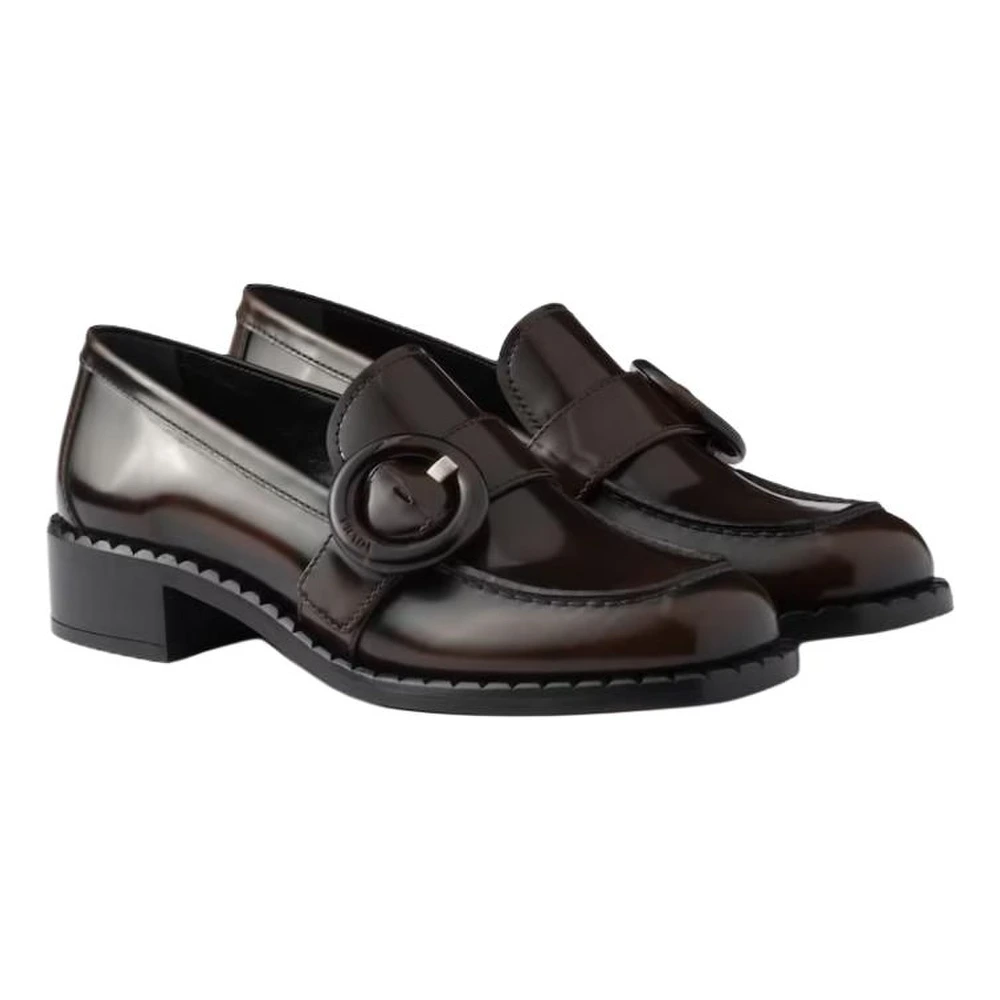 Лоферы PRADA женские кожаные на каблуке 3.5 см, Издание: С оригинальной коробкой для обуви, Размер: 36.5 | Китай.рф