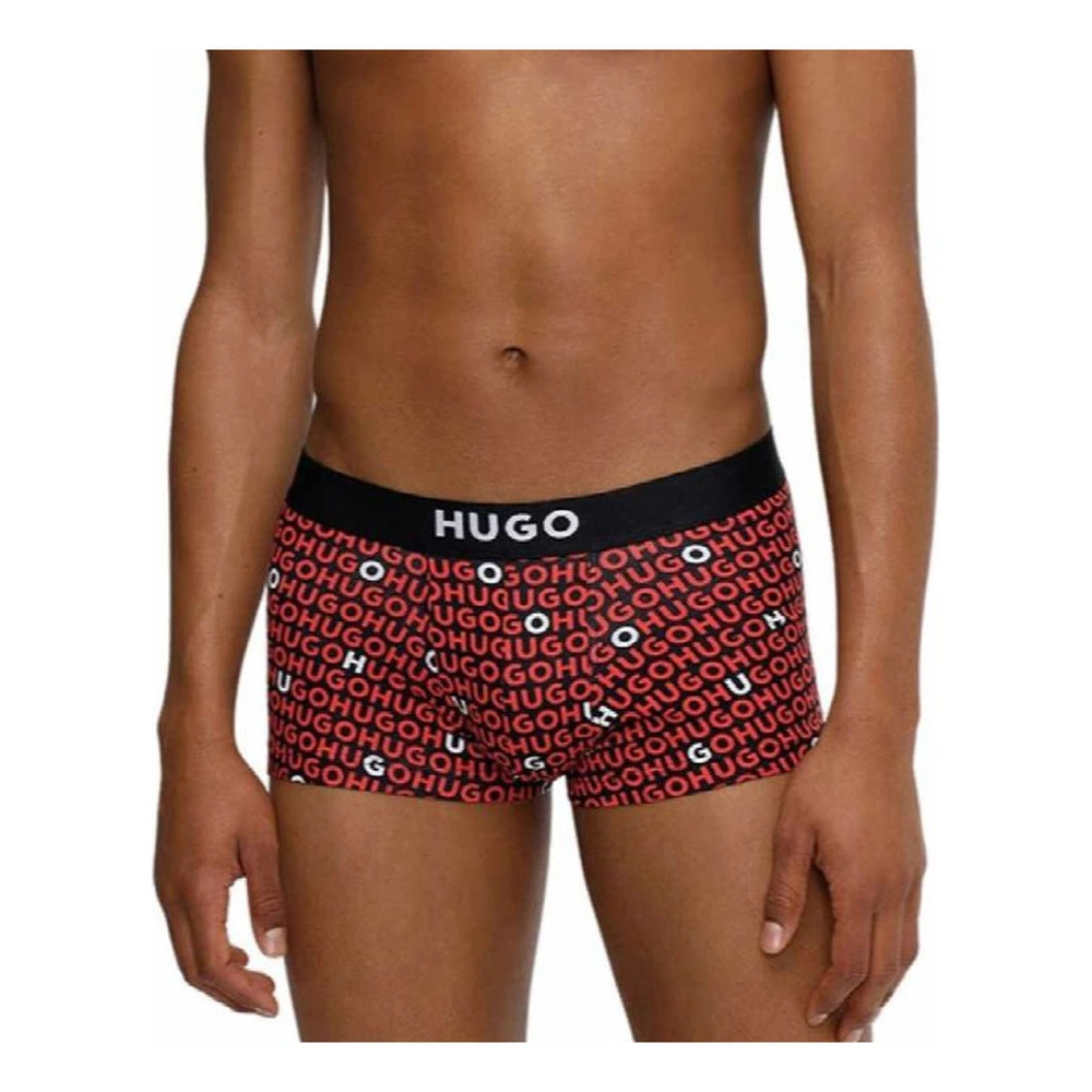 Боксеры HUGO BOSS мужские, 2 пары, с принтом, Цвет: 2 шт (чёрный+красный), Размер: S | Китай.рф