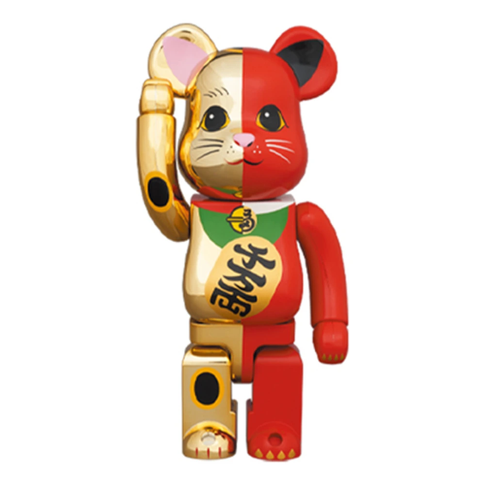 Коллекционная фигурка BE@RBRICK Maneki-neko, кошка удачи, золотисто-красная, Набор: 100％+400％ | Китай.рф