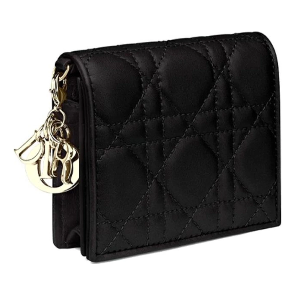 Кошелек DIOR Lady Dior Flap Sheepskin Wallet Mini, женский, черный, Упаковка: Базовая комплектация (сумка + пыльник) | Китай.рф