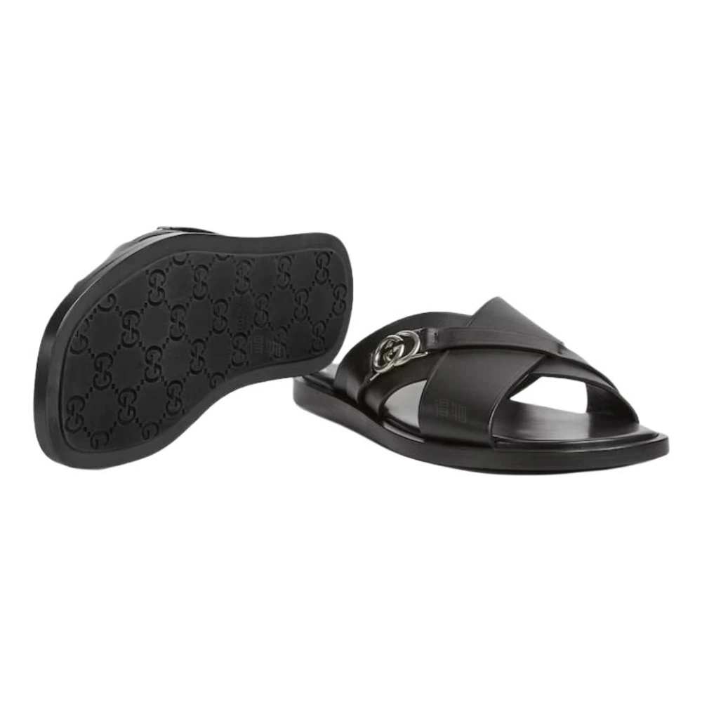 Шлепанцы GUCCI Slide для мужчин, черные, Издание: [Модель с принтом] с оригинальной коробкой для обуви, Размер: 42 | Китай.рф