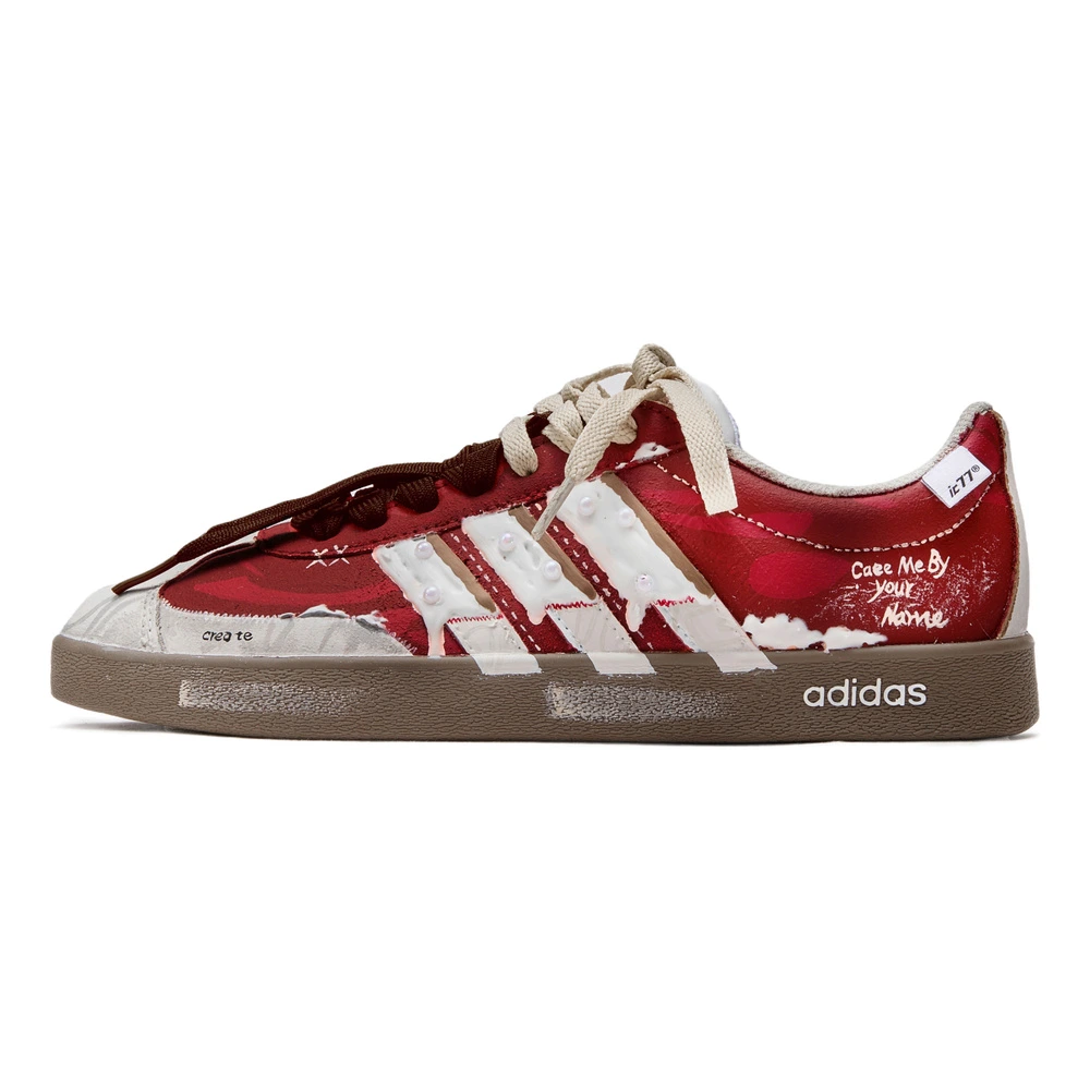 Кроссовки adidas neo VL COURT 2.0 IC77 с ручной росписью граффити, красно-белые, Цвет: красно-белый, Размер: 36 | Китай.рф