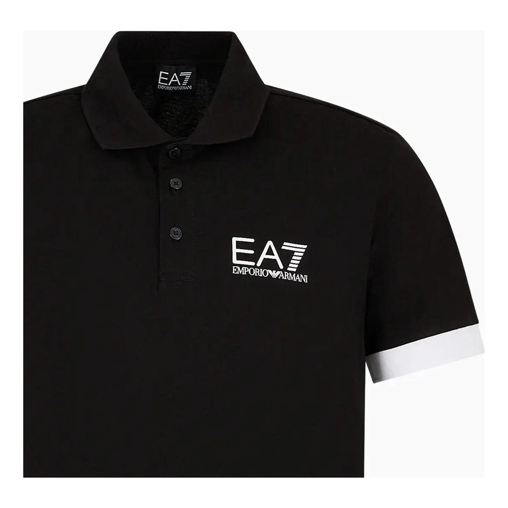 Поло Emporio Armani EA7 SS24 с буквенным принтом, мужское, черное, Цвет: черный, Размер: XL | Китай.рф