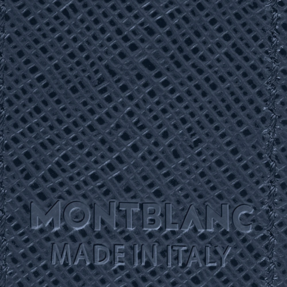 Пенал Montblanc Meisterstück из зернистой кожи с эмблемой белой звезды, цвет чернильно-синий, Упаковка: Подарочная коробка (базовая комплектация + оригинальная коробка) | Китай.рф