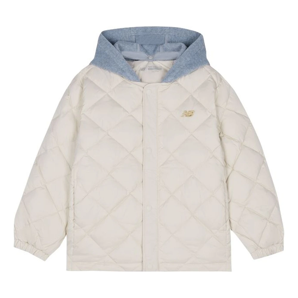 Детский пуховик New Balance FW25 из утиного пуха цветоблок, Цвет: LBG белый, Размер: 130 | Китай.рф