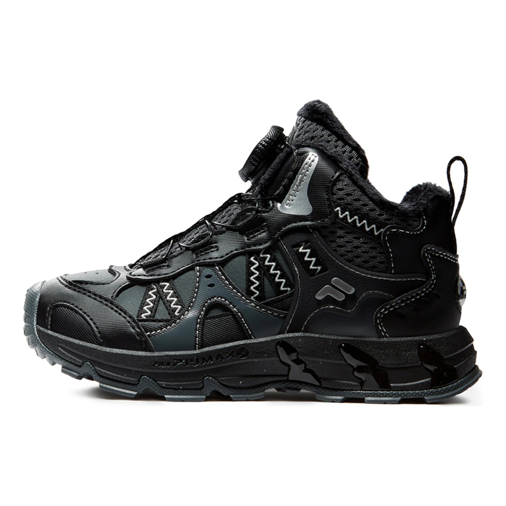 Детская уличная обувь FILA KIDS TGR6 BOOTS FUR высокие чёрно-серые, Цвет: Тень черный серый/черный, Размер: 26 | Китай.рф