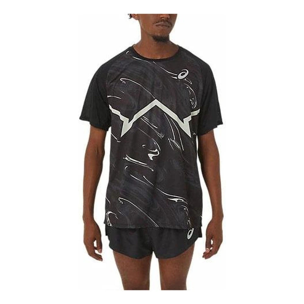 Футболка Asics CJ-LINE LIGHT SS TOP мужская чёрная с принтом, Цвет: черный, Размер: M | Китай.рф