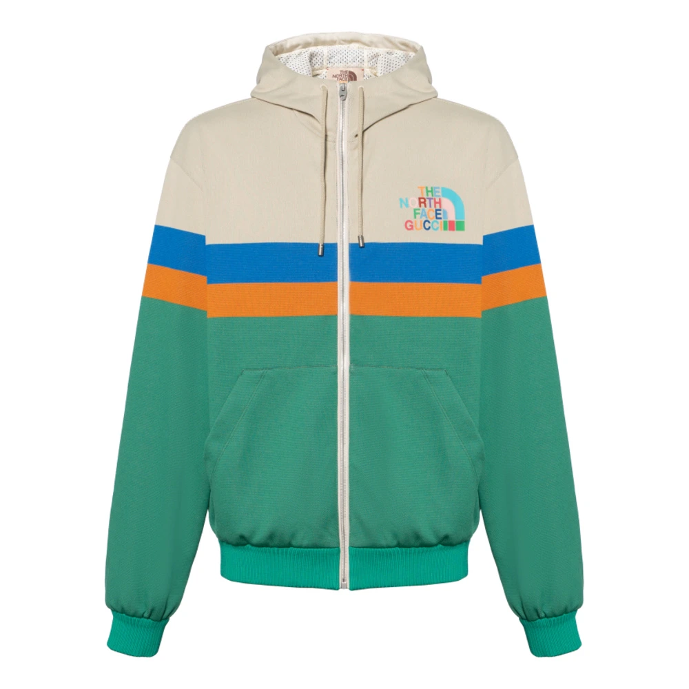 Куртка на молнии с длинным рукавом The North Face x Gucci с полосатым логотипом мужская многоцветная, Цвет: многоцветный, Размер: S | Китай.рф