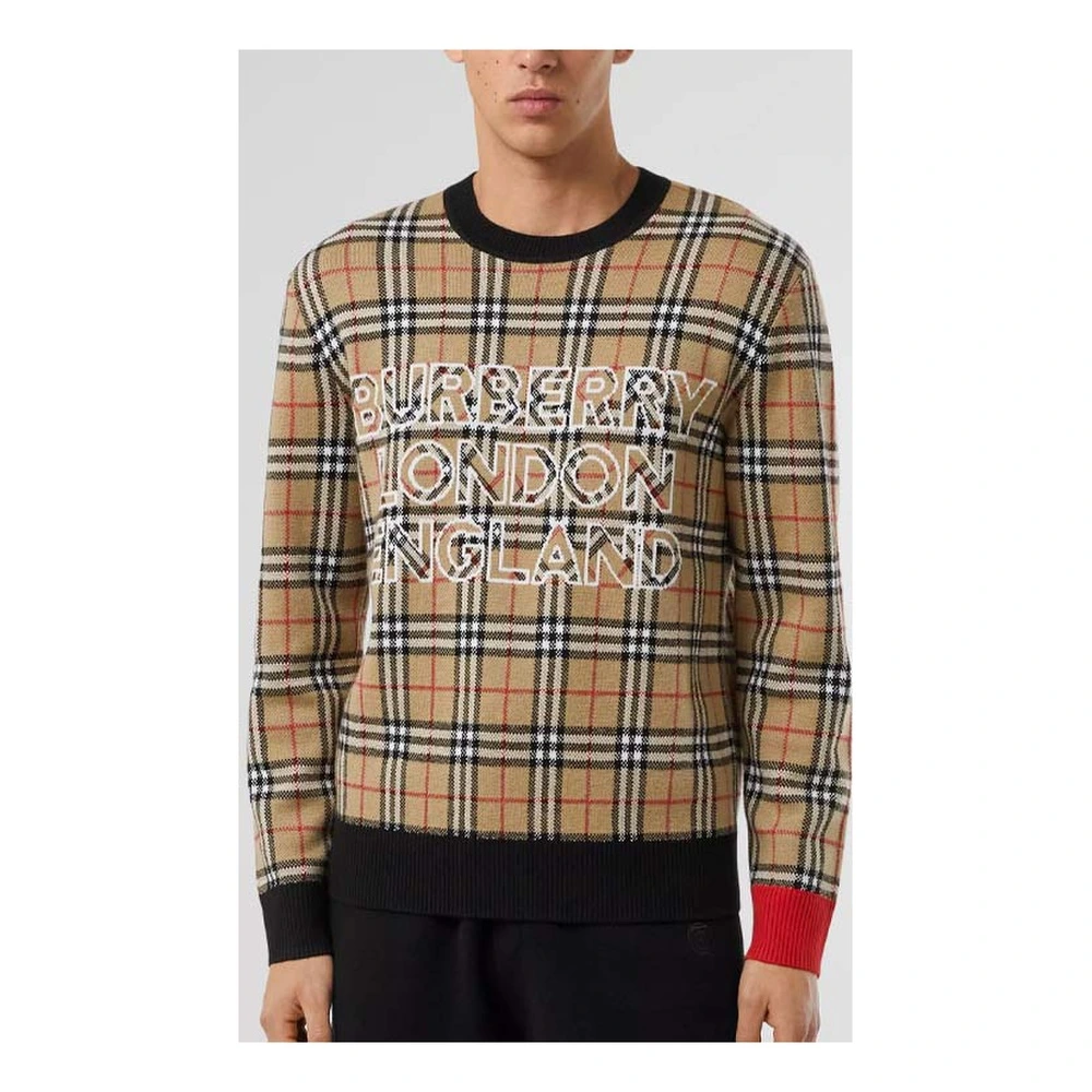 Свитер Burberry с вышитым логотипом и клеткой, мужской, бежевый, Цвет: бежевый, Размер: M | Китай.рф