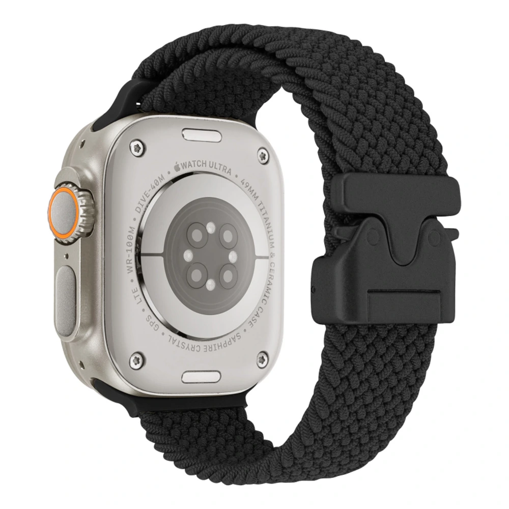 Ремешок для Apple из нейлона iWatch S11/S10/S9/S8/S7/SE/Ultra2 плетёный унисекс, Цвет ремешка: Kazhou R чёрный, Размер ремешка: iWatch S10【46mm】 | Китай.рф