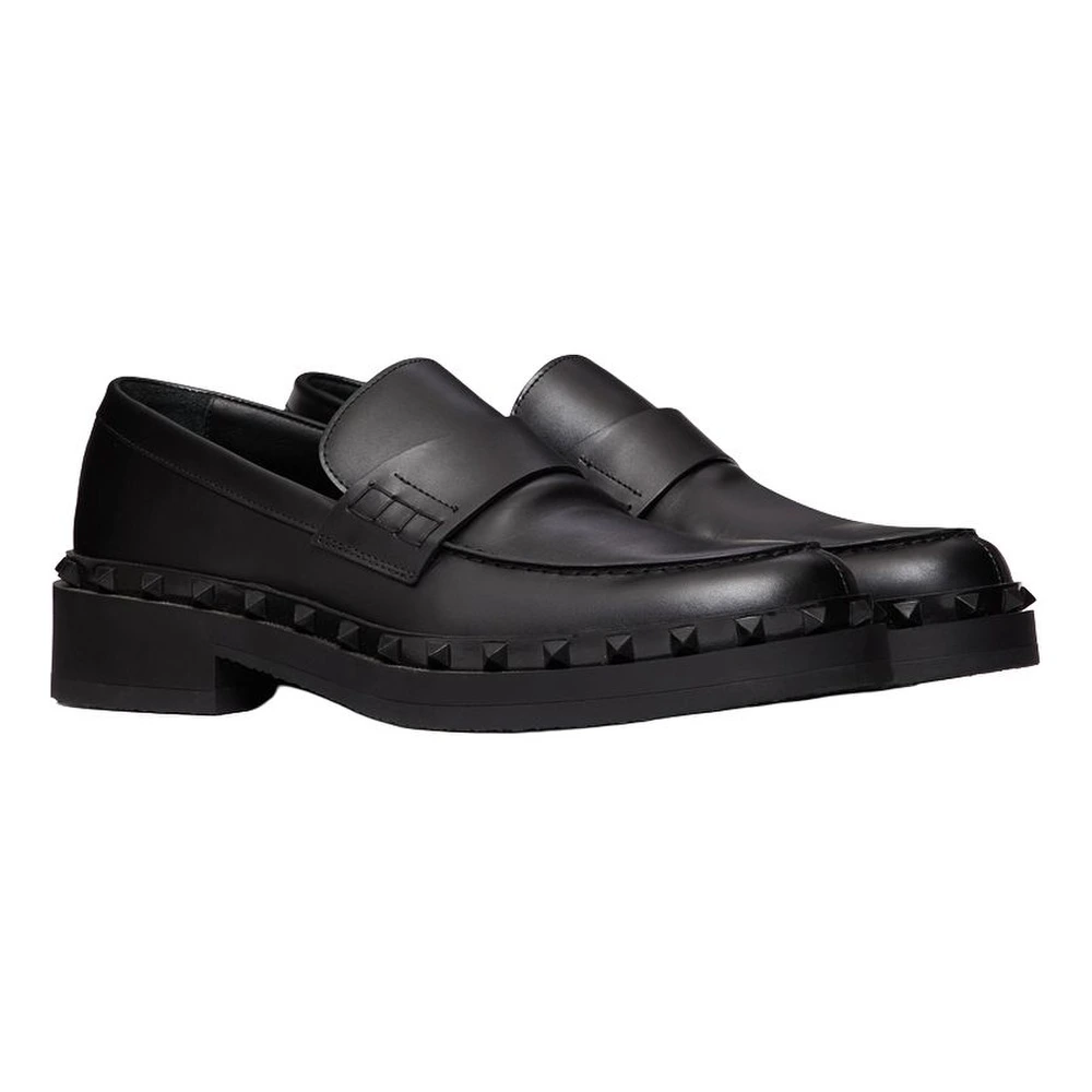 Лоферы Valentino Garavani Rockstud из кожи с шипами, мужские, черные из Китая без посредников, Цвет: черный, Издание: С оригинальной коробкой для обуви, Размер: 41 | Китай.рф