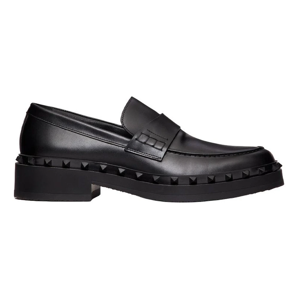 Лоферы Valentino Garavani Rockstud из кожи с шипами, мужские, черные из Китая без посредников, Цвет: черный, Издание: С оригинальной коробкой для обуви, Размер: 41 | Китай.рф