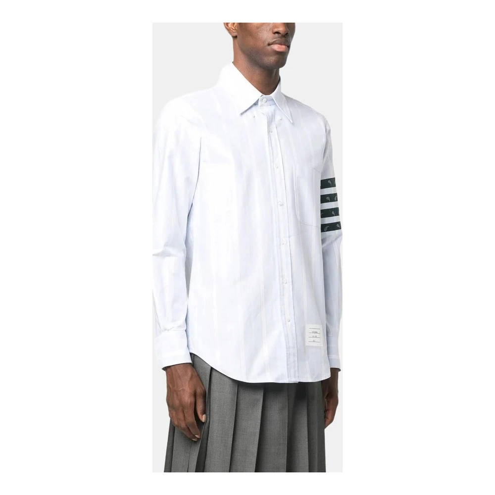 Рубашка Thom Browne 4 Bar с планкой и пуговицами, мужская, светло-голубая, Цвет: светло-голубой, Размер: 2 | Китай.рф