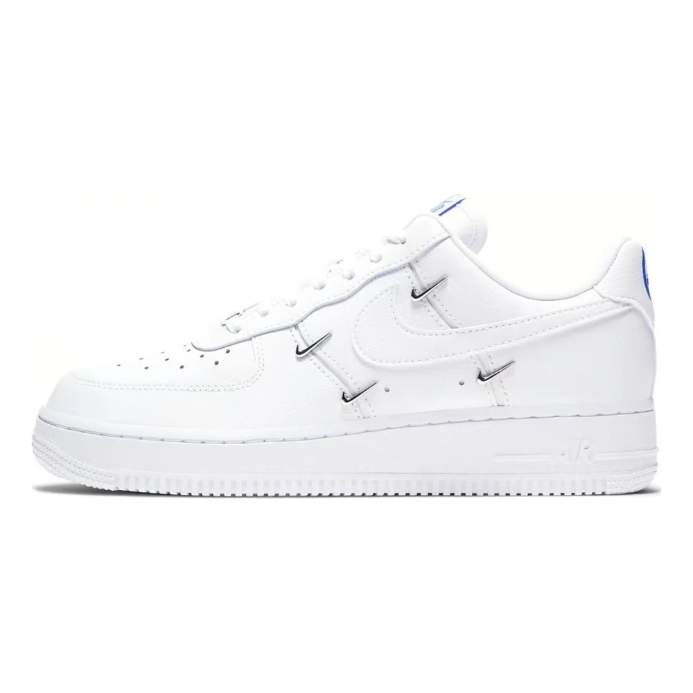 Кроссовки для скейтборда Nike Air Force 107 низкие унисекс бело-синие, Цвет: бело-синий (специальный подарочный пакет), Размер: 35.5 | Китай.рф