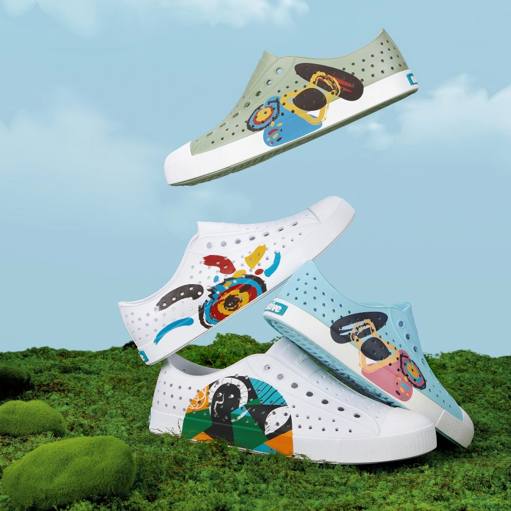 Кроссовки-кроксы Native Shoes Jefferson с абстрактным принтом, белые, унисекс, Цвет: Белый|яркое лето|белый, Размер: 36 | Китай.рф