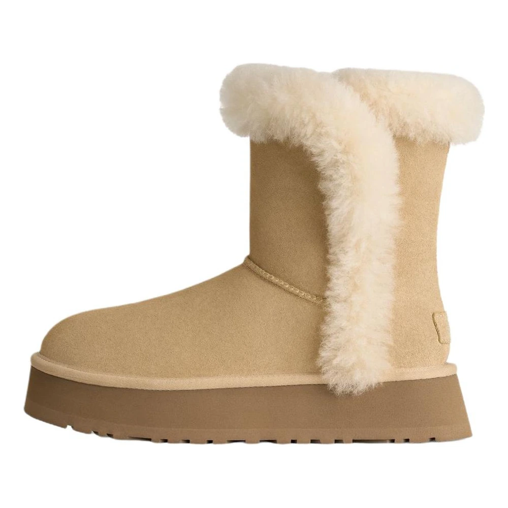 Зимние ботинки UGG Cow Split Leather Short Snow Boots для женщин, цвет Sand Castle Brown, Цвет: Песочный коричневый, Размер: 36 | Китай.рф