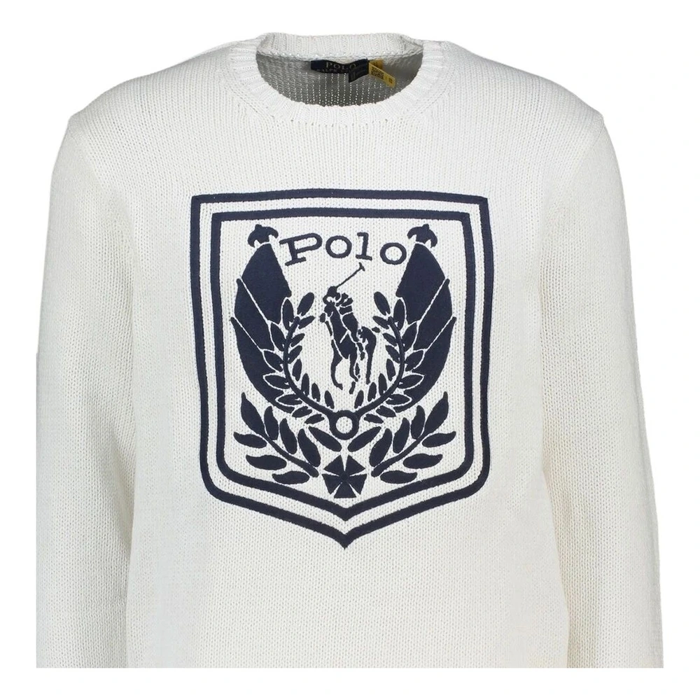 Трикотажный свитер Polo Ralph Lauren FW25 для мужчин, стандартный крой, вышивка с логотипом, Цвет: Белый, Размер: L | Китай.рф
