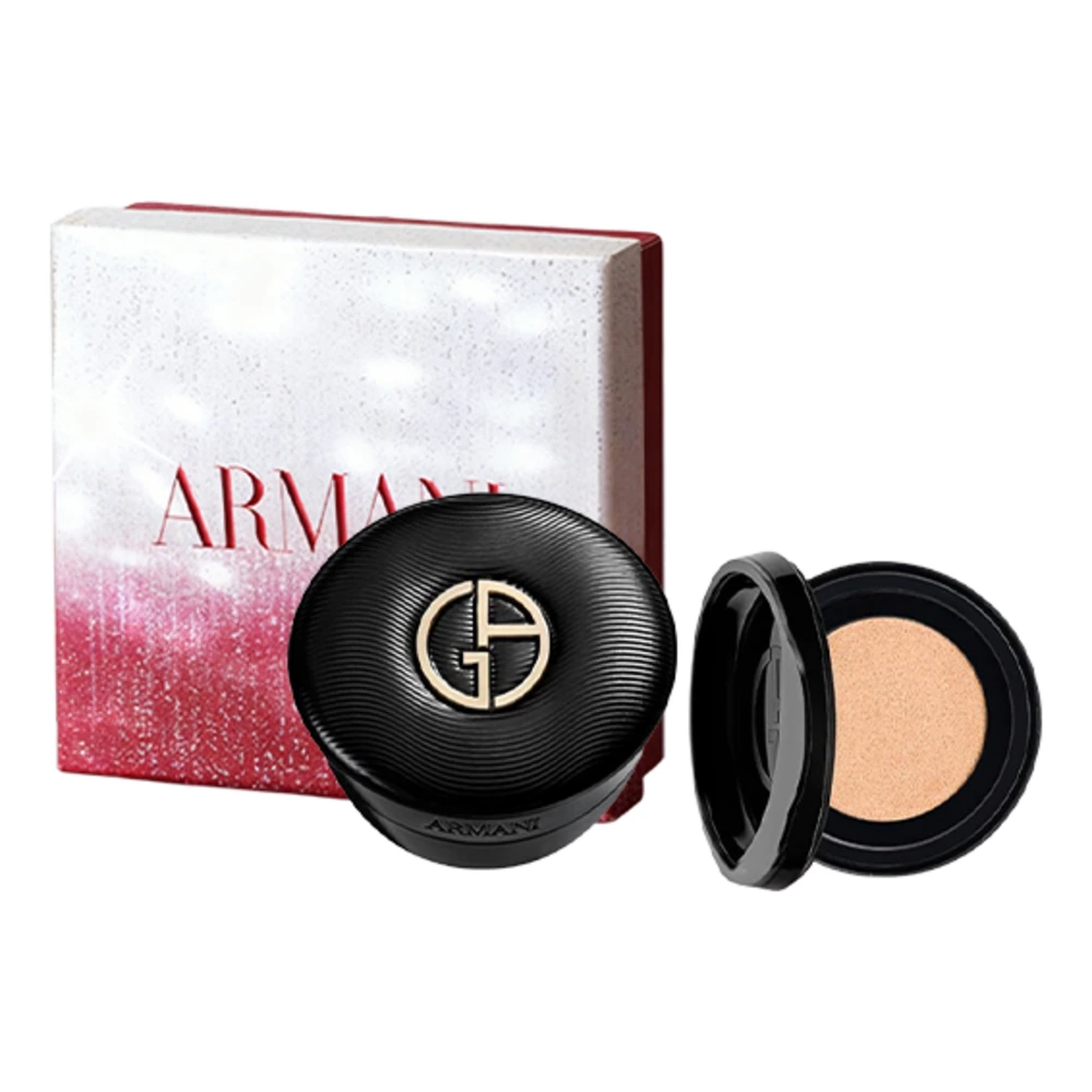 Воздушная подушка ARMANI 2025 Christmas Limited Edition чёрная, Оттенок: Набор из 2 предметов: #1 чёрный люксовый мягкий лёгкий кушон 14 г + сменный блок #1 чёрный люксовый мягкий лёгкий кушон 14 г | Китай.рф