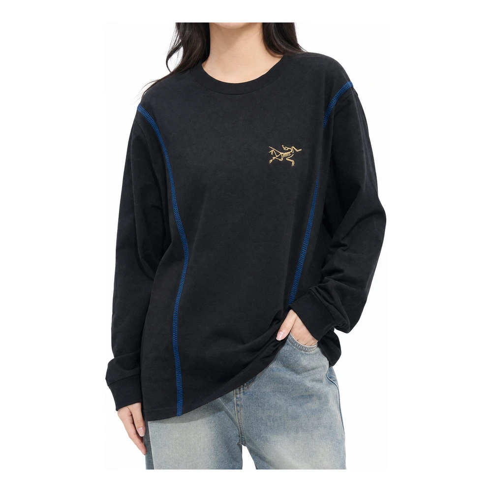 Футболка Arcteryx KRAGG унисекс с длинным рукавом и принтом, Цвет: Черный/24K Black, Размер: XL | Китай.рф