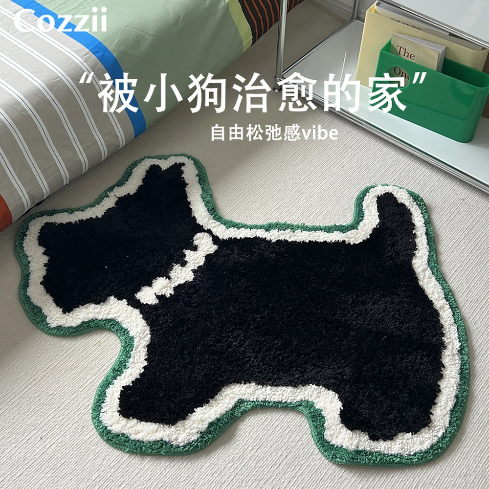 Коврик для гостиной и спальни Flash Pad с милым щенком, пушистый, чёрный 60x90 см, Размер: 60CMx90CM, Цвет: жемчужный щенок | Китай.рф